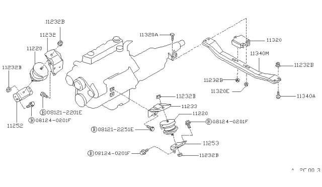 1988 Nissan Hardbody Pickup (D21) Bolt Hex Diagram for 08121-2201E