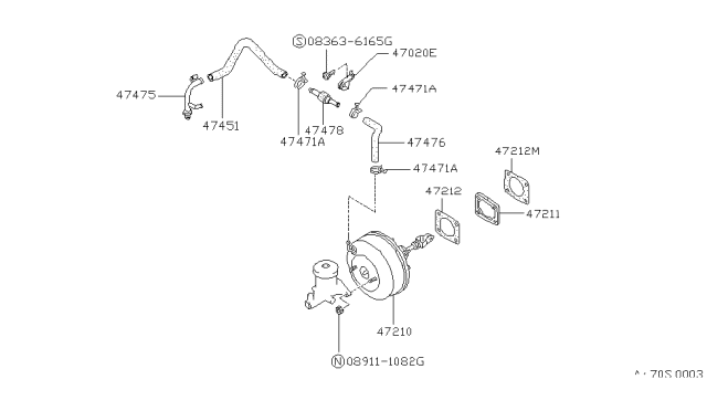 1993 Nissan Hardbody Pickup (D21) Brake Servo & Servo Control Diagram 3