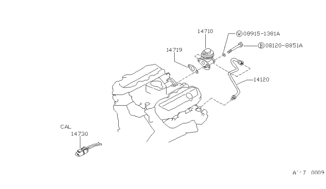 1989 Nissan Hardbody Pickup (D21) EGR Parts Diagram 2