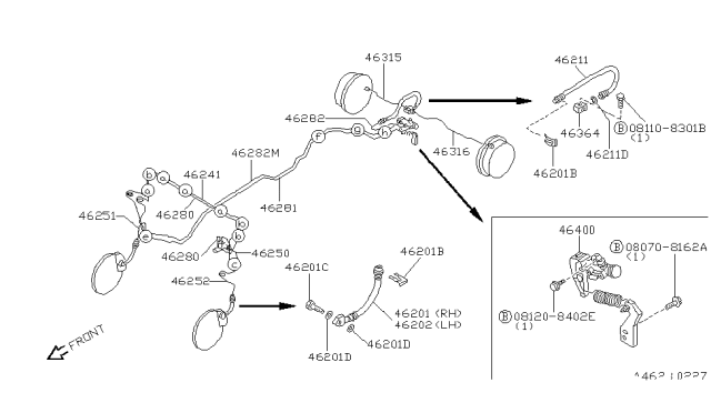 1992 Nissan Hardbody Pickup (D21) Brake Piping & Control Diagram 4