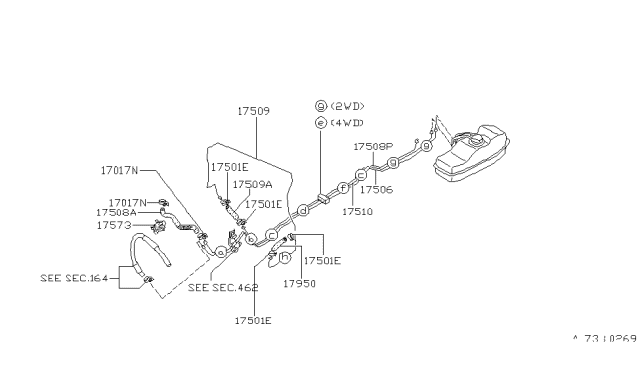 1993 Nissan Hardbody Pickup (D21) Fuel Piping Diagram 10