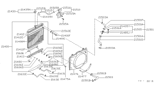 1988 Nissan Hardbody Pickup (D21) Hose-Flexible Diagram for 21631-09G12