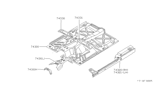 1994 Nissan Hardbody Pickup (D21) Sill-Inner,RH Diagram for 76450-92G01