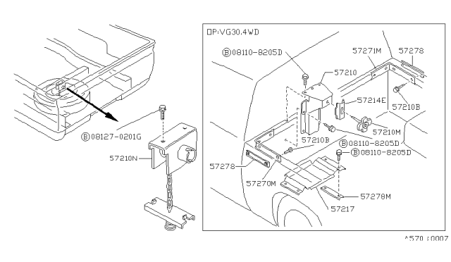 1989 Nissan Hardbody Pickup (D21) Spare Tire Hanger Diagram