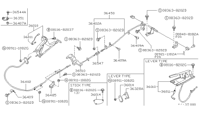 1994 Nissan Hardbody Pickup (D21) Parking Brake Control Diagram 2