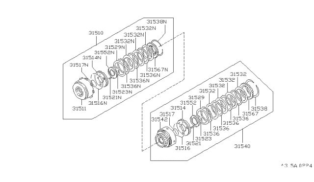 1988 Nissan Hardbody Pickup (D21) Clutch & Band Servo Diagram 5