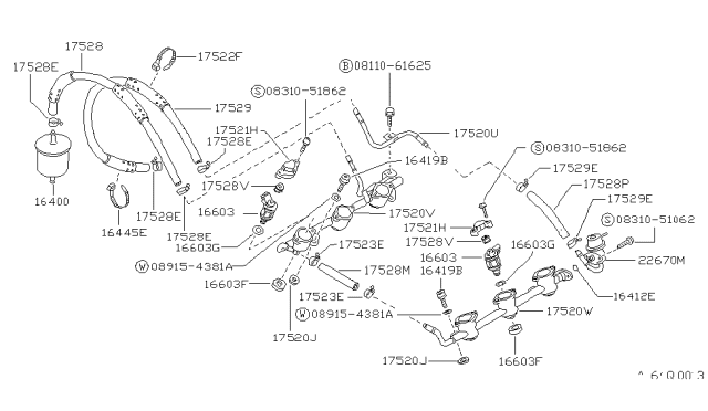 1990 Nissan Hardbody Pickup (D21) Fuel Strainer & Fuel Hose Diagram 3