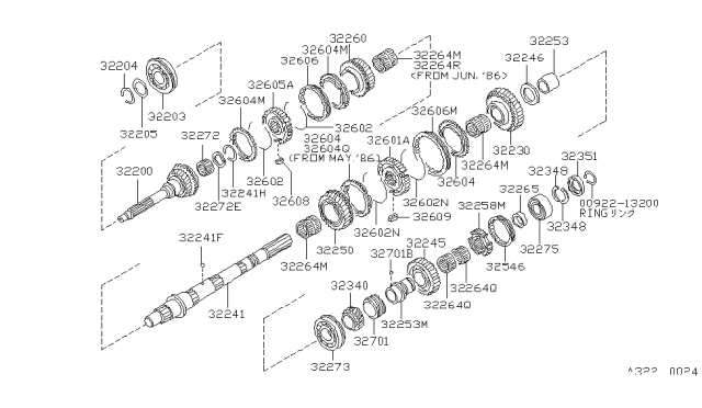 1987 Nissan Hardbody Pickup (D21) Transmission Gear Diagram 8