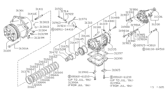 1990 Nissan Hardbody Pickup (D21) Torque Converter,Housing & Case Diagram 2