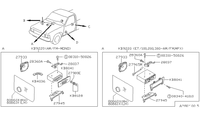 1994 Nissan Hardbody Pickup (D21) Audio & Visual Diagram 2