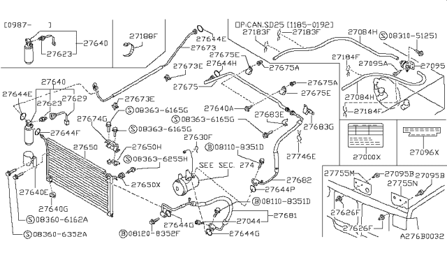 1993 Nissan Hardbody Pickup (D21) Tube-Front Cooler,Low Diagram for 92450-86G00