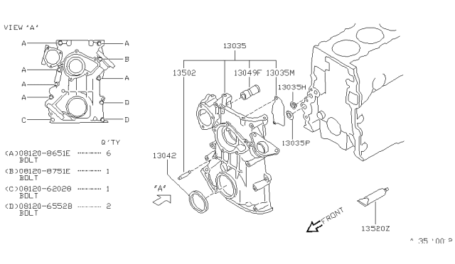 1993 Nissan Hardbody Pickup (D21) Front Cover,Vacuum Pump & Fitting Diagram 1