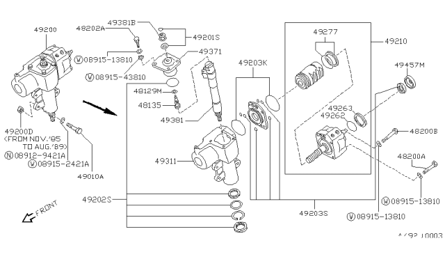1990 Nissan Hardbody Pickup (D21) Power Steering Gear Diagram 2