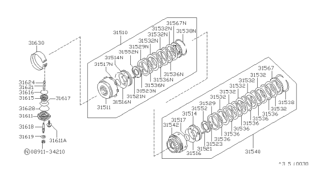 1986 Nissan Hardbody Pickup (D21) Clutch Rear Diagram for 31540-X8761