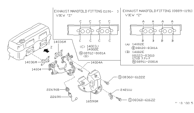 1994 Nissan Hardbody Pickup (D21) Manifold Diagram 1