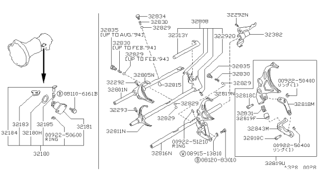 1989 Nissan Hardbody Pickup (D21) Reverse Check Assembly Diagram for 32180-31G00