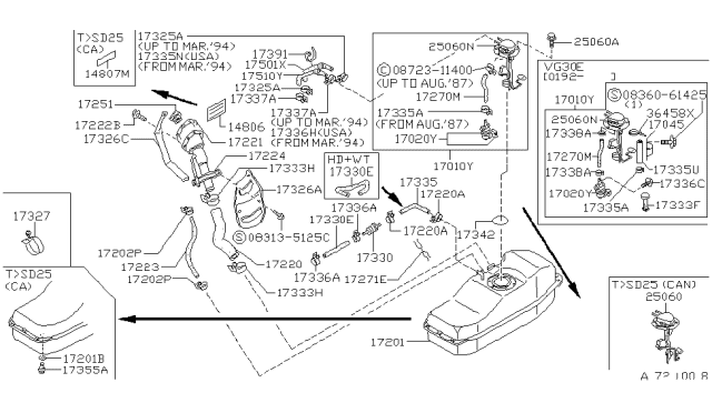 1990 Nissan Hardbody Pickup (D21) Fuel Pump Diagram for 17050-01G08