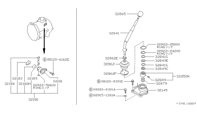 1993 Nissan Hardbody Pickup (D21) Transmission Shift Control Diagram 4