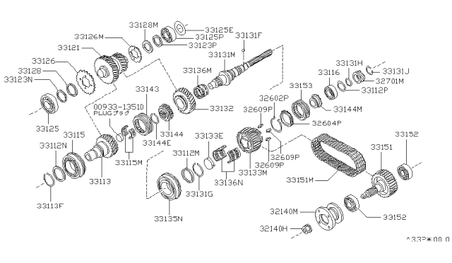 1987 Nissan Hardbody Pickup (D21) Transfer Gear Diagram