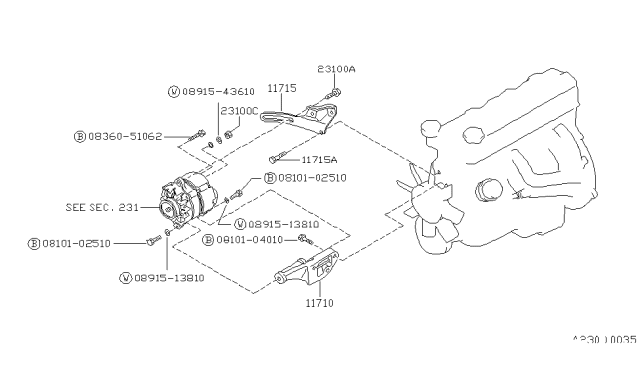 1989 Nissan Hardbody Pickup (D21) Alternator Fitting Diagram 4