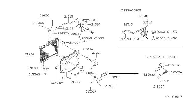 1993 Nissan Hardbody Pickup (D21) Radiator,Shroud & Inverter Cooling Diagram 6