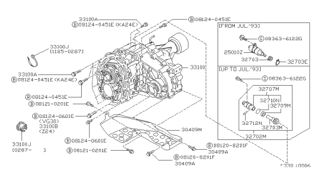 1986 Nissan Hardbody Pickup (D21) Transfer Assy Diagram for 33100-35G01