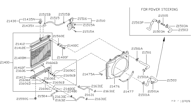 1989 Nissan Hardbody Pickup (D21) Hose-Radiator (Lower) Diagram for 21503-86G01