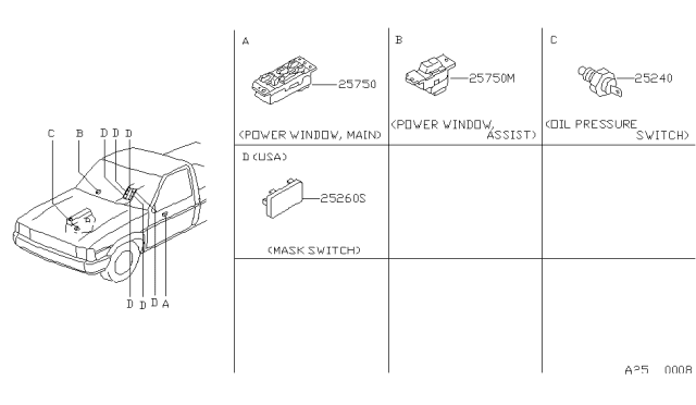 1993 Nissan Hardbody Pickup (D21) Switch Diagram 2