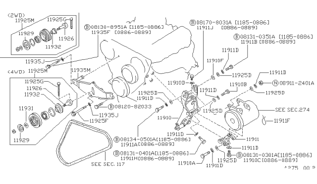 1987 Nissan Hardbody Pickup (D21) Cover-Idler Pulley Diagram for 11929-V5004