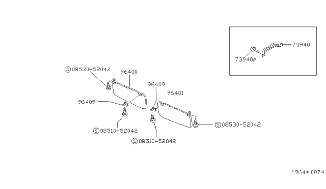 1986 Nissan Hardbody Pickup (D21) Sunvisor Diagram