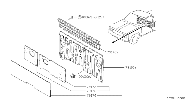 1993 Nissan Hardbody Pickup (D21) Rear,Back Panel & Fitting Diagram 3