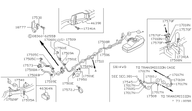 1987 Nissan Hardbody Pickup (D21) Fuel Piping Diagram 5