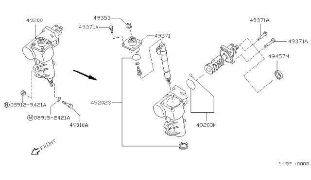 1994 Nissan Hardbody Pickup (D21) Power Steering Gear Diagram 3
