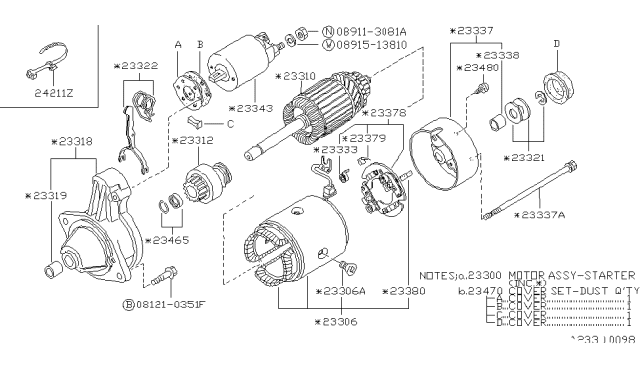 1989 Nissan Hardbody Pickup (D21) Starter Motor Diagram 1