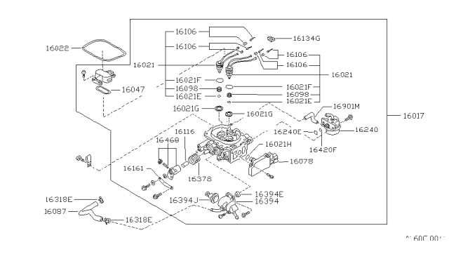 1987 Nissan Hardbody Pickup (D21) Cam-Choke Diagram for 16063-03G60