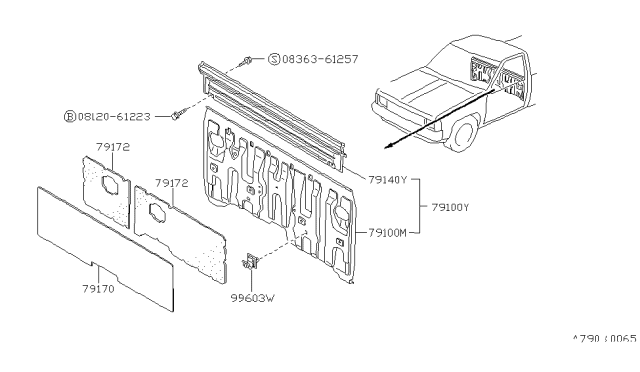 1987 Nissan Hardbody Pickup (D21) Rear,Back Panel & Fitting Diagram 2