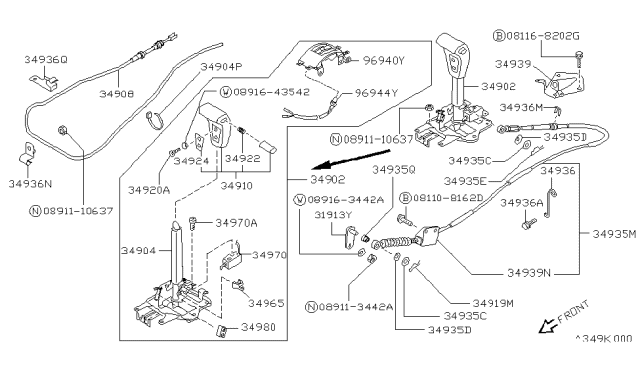 1992 Nissan Hardbody Pickup (D21) Auto Transmission Control Device Diagram 3