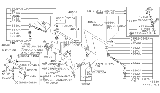 1991 Nissan Hardbody Pickup (D21) Steering Linkage Diagram 2