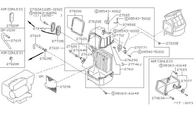 1988 Nissan Hardbody Pickup (D21) Cooling Unit Assy Diagram for 27270-01G00