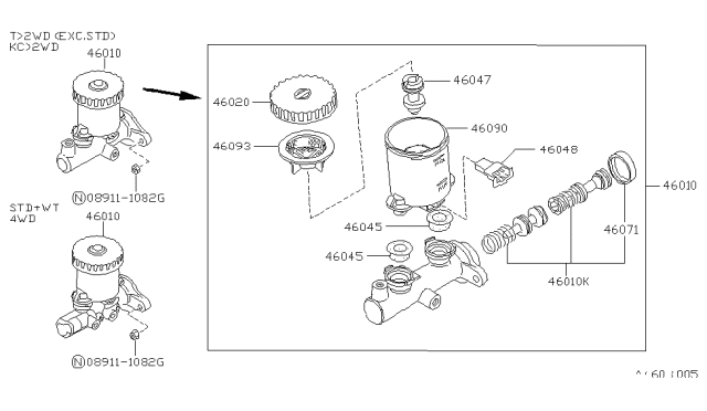 1994 Nissan Hardbody Pickup (D21) Brake Master Cylinder Diagram
