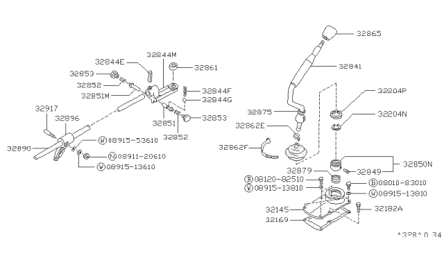 1987 Nissan Hardbody Pickup (D21) Transmission Shift Control Diagram 5