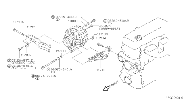 1991 Nissan Hardbody Pickup (D21) Bolt Diagram for 08126-8351E