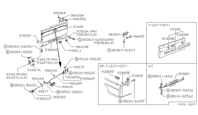 1988 Nissan Hardbody Pickup (D21) Rear Body Diagram 4