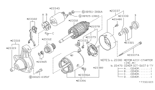 1993 Nissan Hardbody Pickup (D21) Starter Motor Diagram 1