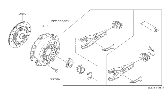 1992 Nissan Hardbody Pickup (D21) Clutch Cover,Disc & Release Parts Diagram 3