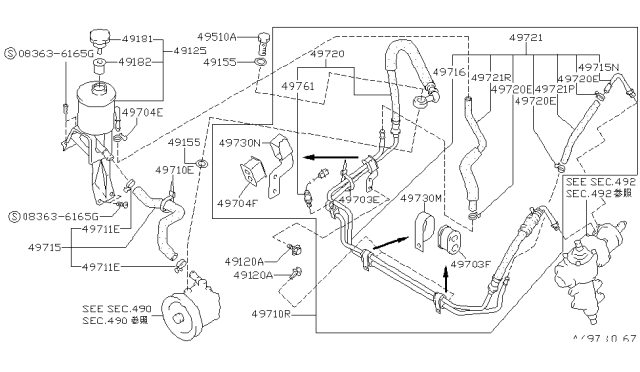 1994 Nissan Hardbody Pickup (D21) Power Steering Piping Diagram 5