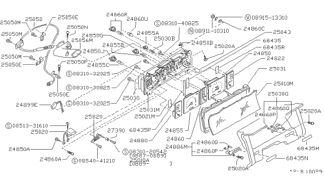 1992 Nissan Hardbody Pickup (D21) Lens-Warning Lamp Diagram for 24895-57G01