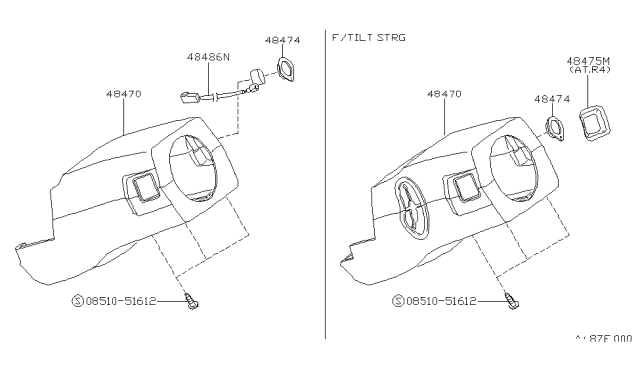 1993 Nissan Hardbody Pickup (D21) Steering Column Shell Cover Diagram 2