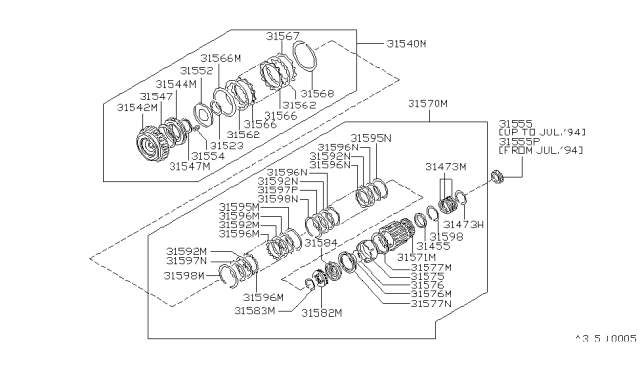 1990 Nissan Hardbody Pickup (D21) Clutch & Band Servo Diagram 3