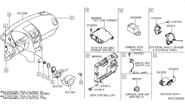 2015 Nissan Rogue Buzzer Assy Diagram for 25640-4BA4A